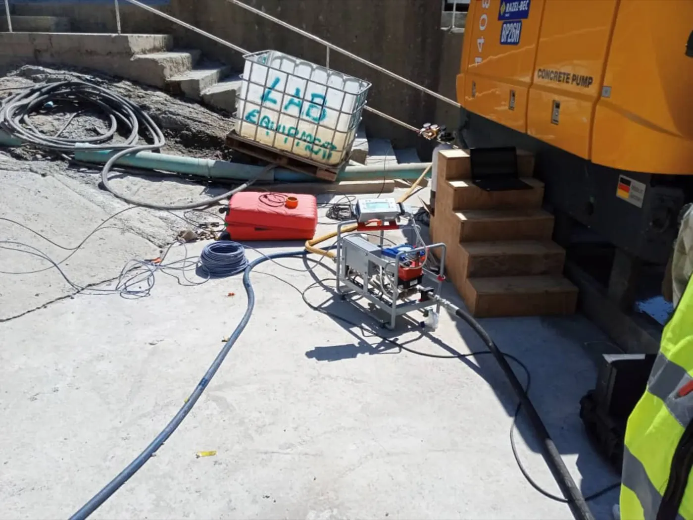 Packer test string and pump set