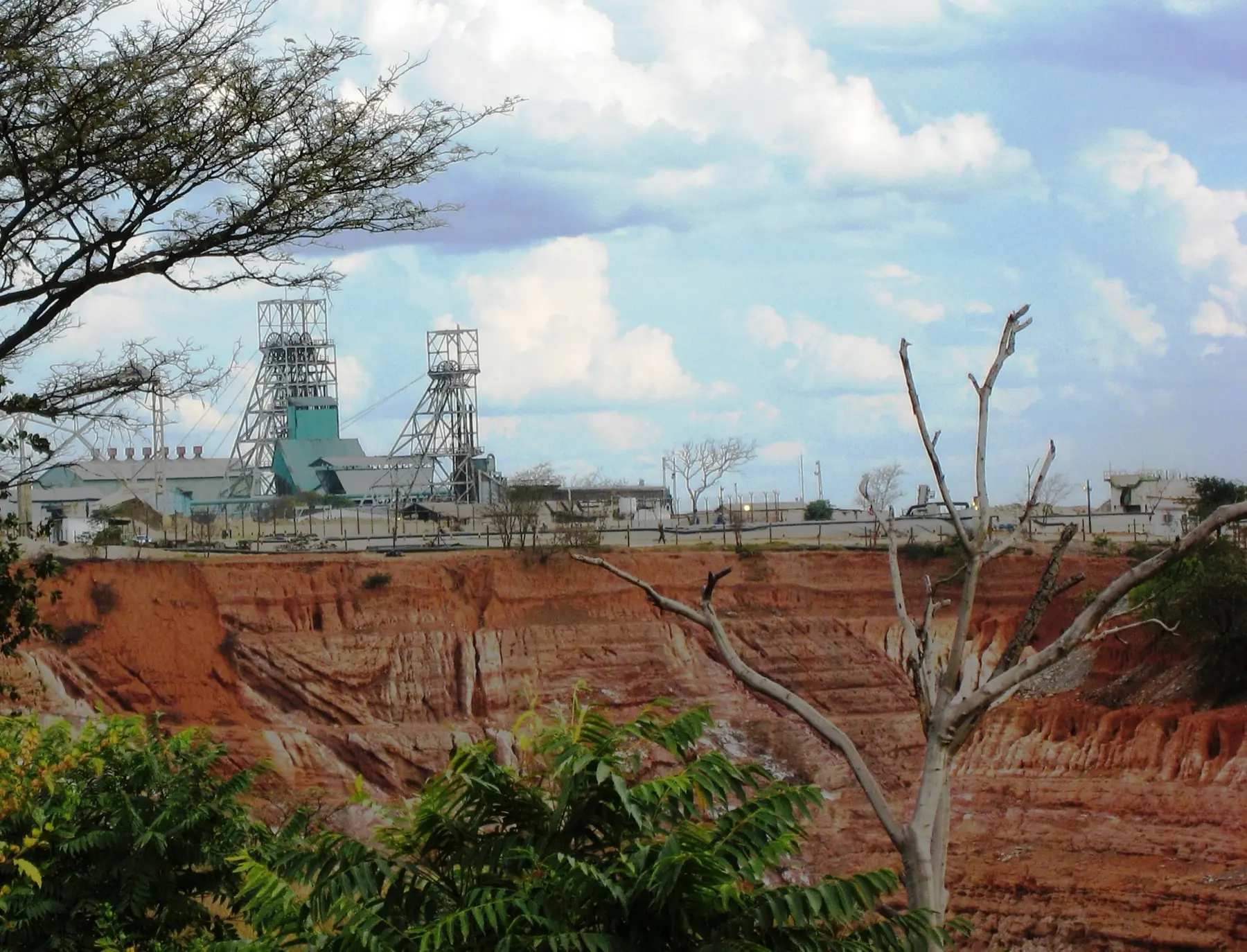 Nkana mine headgear against the sky in Kitwe